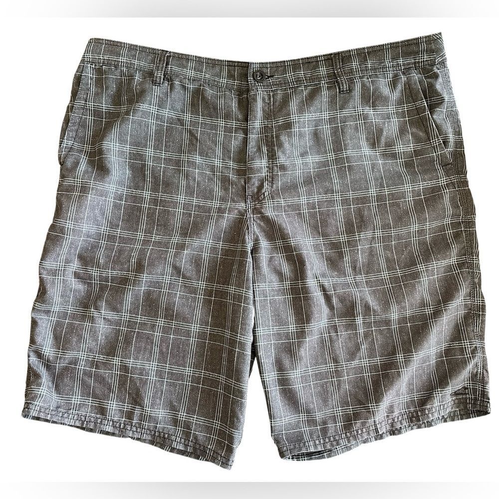 O'Neill Men's Charcoal Plaid Flat Front Shorts Swim Trunks